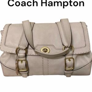 COACH HAMPTON LARGE LEATHER SATCHEL IN COLOR SAND